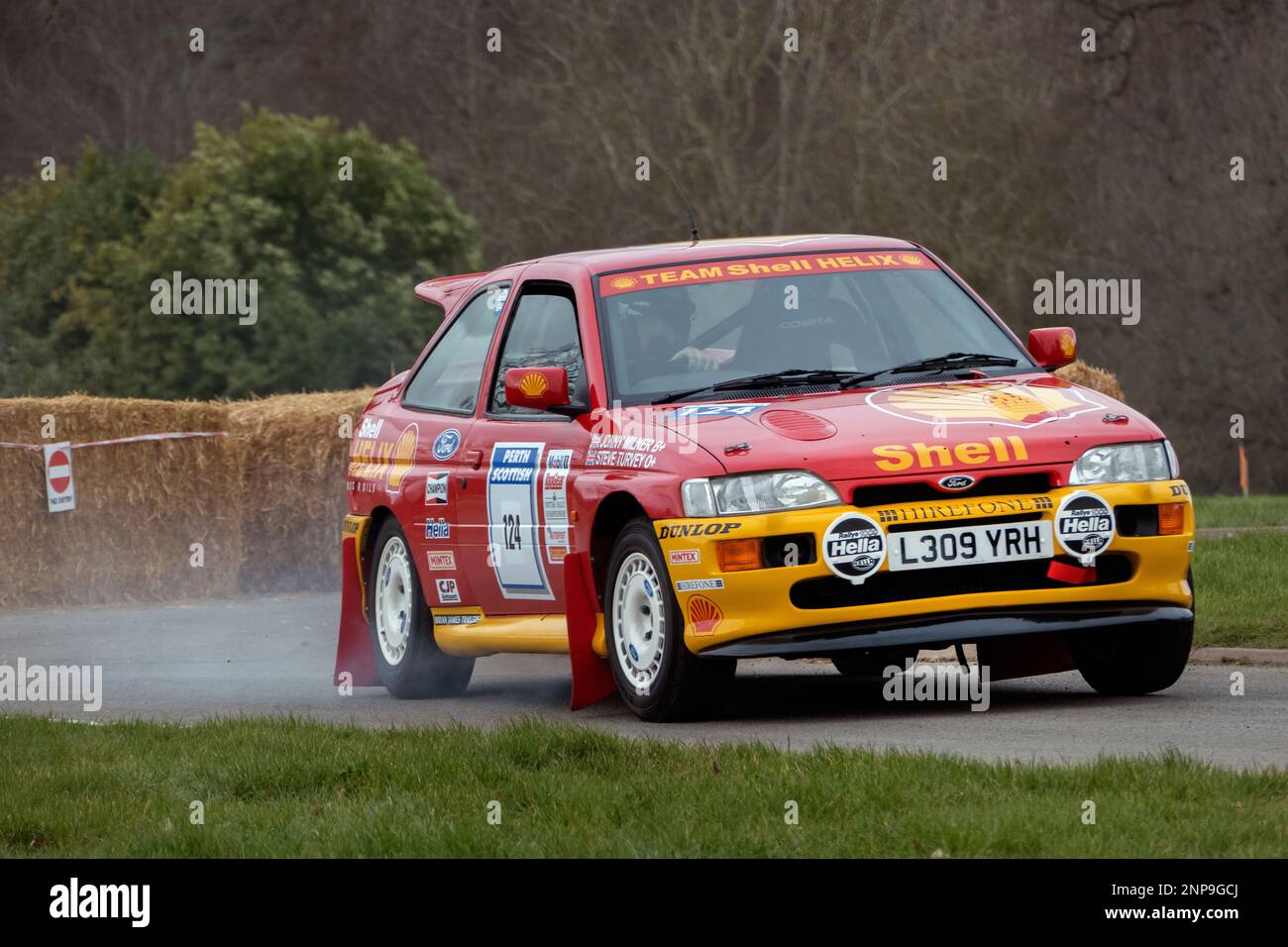 Ford Escort Cosworth Rally car au Race Retro 2023 Exhibition and Rally stages au Stoneleigh Park Warwickshire UK Banque D'Images