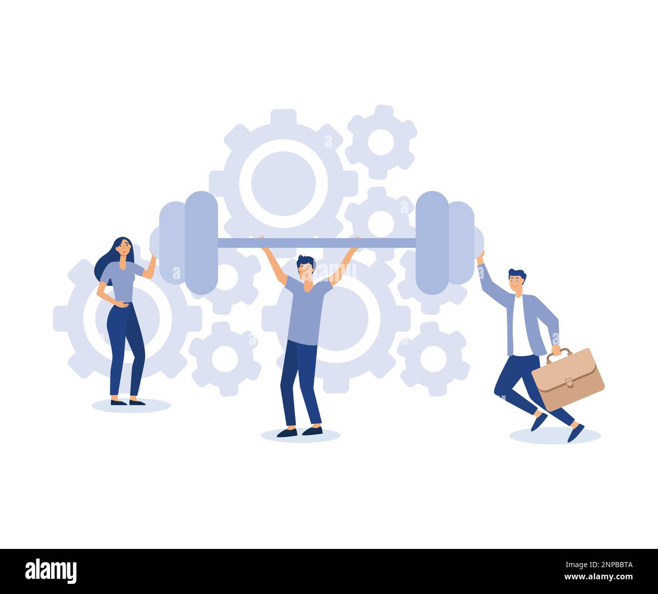 Travail d'équipe pour soutenir la réussite, l'aide ou la collaboration pour le concept de solution d'entreprise, illustration moderne de vecteur plat Illustration de Vecteur