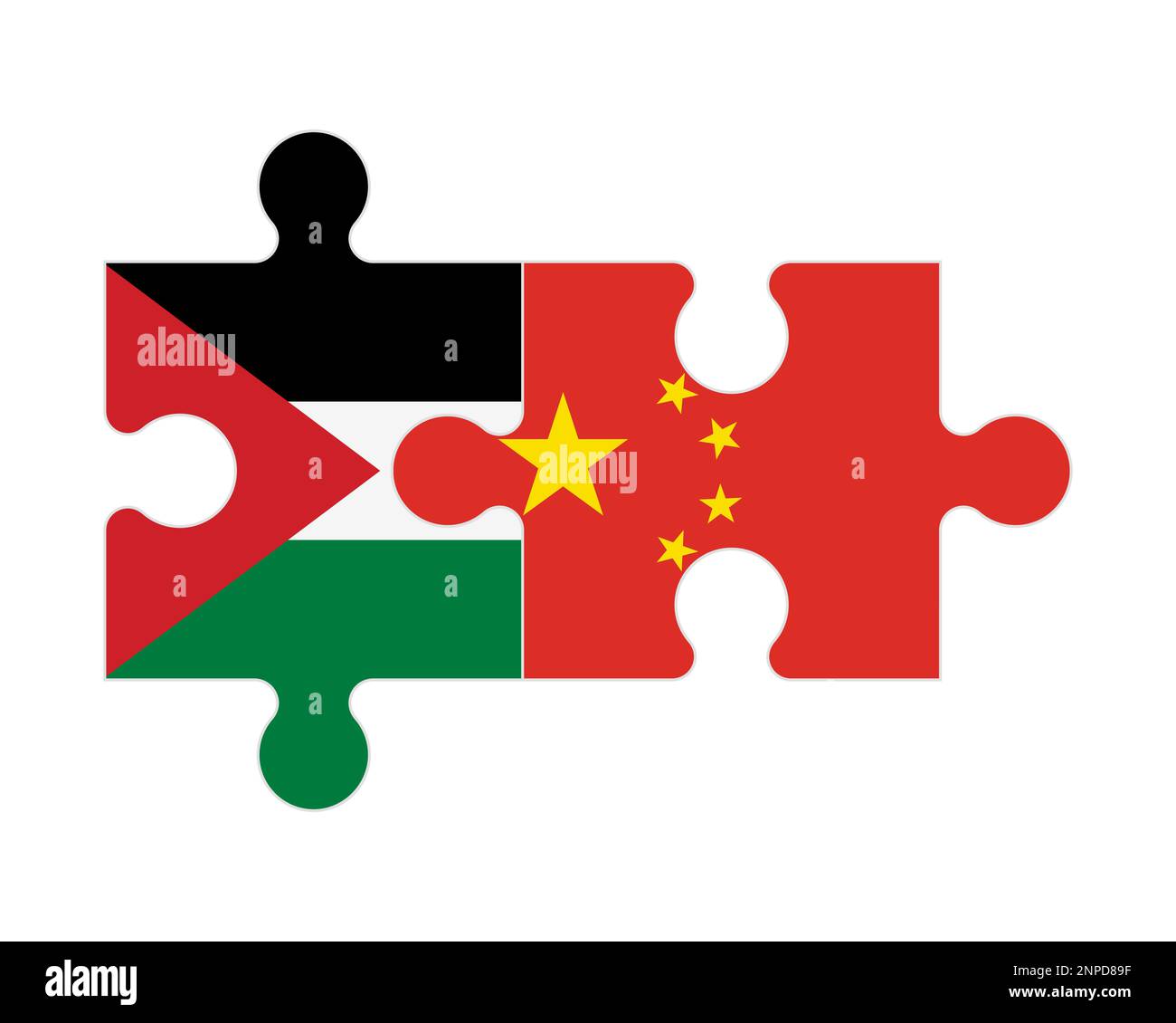 Puzzle connecté des drapeaux de la Palestine et de la Chine, vecteur Illustration de Vecteur