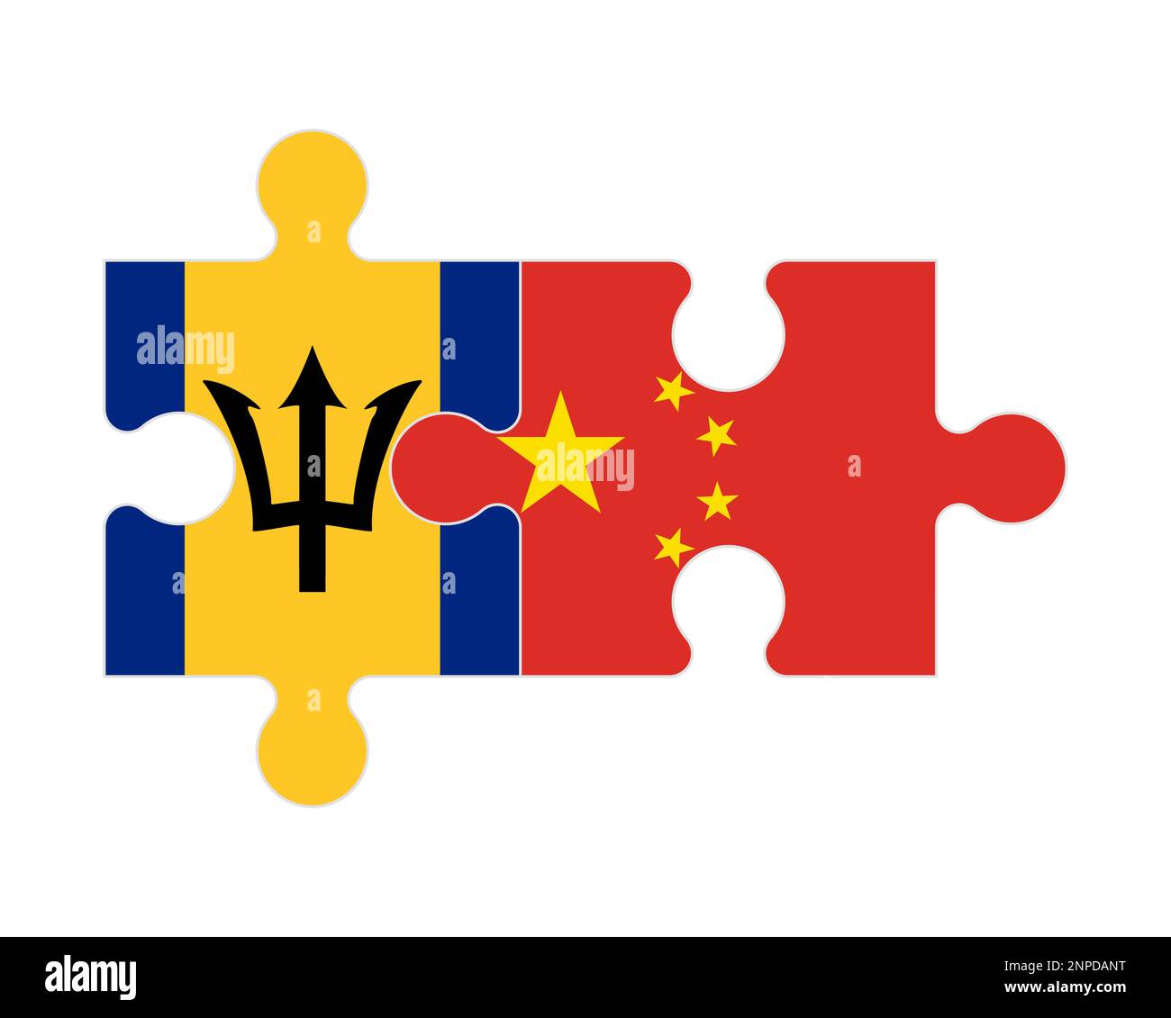 Puzzle connecté des drapeaux de la Barbade et de la Chine, vecteur Illustration de Vecteur