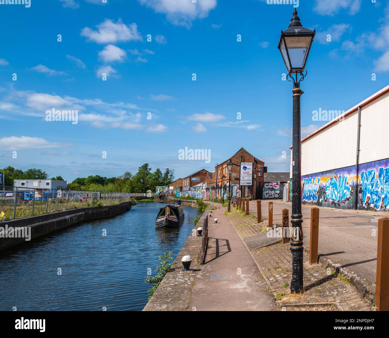 Vue sur le Grand Union Canal à Leicester. Banque D'Images