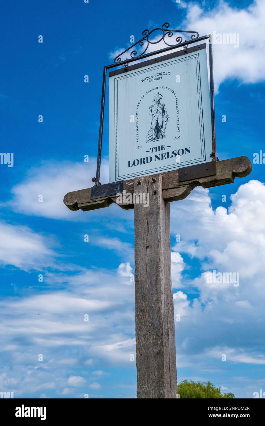Le Lord Nelson de Burnham Thorpe a été le premier pub à être ainsi nommé. Banque D'Images