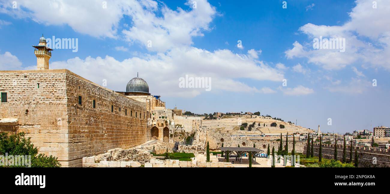 Vue panoramique sur la vieille ville de Jérusalem, Israël Banque D'Images