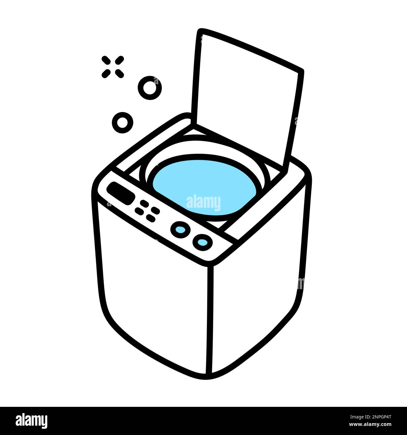 Schéma isométrique du lave-linge à chargement par le haut. Dessin animé à la main. Icône vecteur simple. Illustration de Vecteur