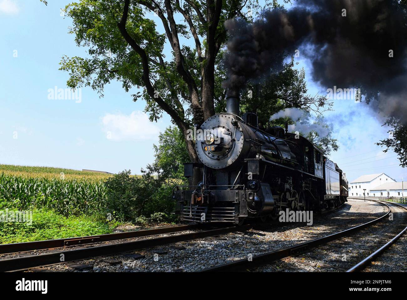 August 25, 2020: The Baldwin Locomotive Works, Norfolk and Western Railway, #475 steam locomotive, during an excursion at the Strasburg Railroad on Tuesday, Aug. 25, 2020 in Ronks, Pennsylvania. Rich Barnes/CSM(Credit Image: © Rich Barnes/CSM via ZUMA Wire) (Cal Sport Media via AP Images) Banque D'Images