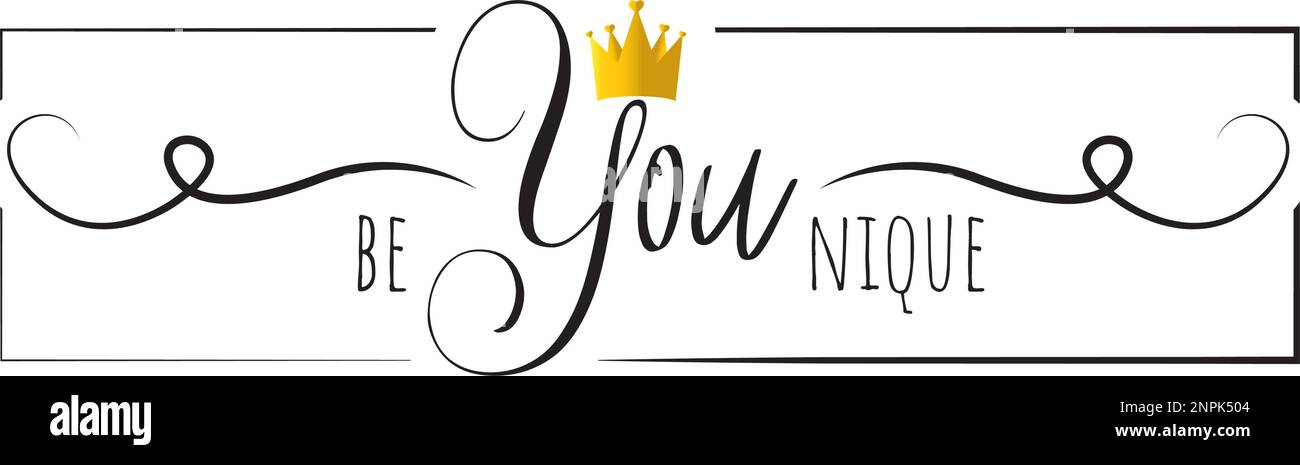 Soyez vous, soyez unique, vecteur. Pensée positive, affirmation. Citations motivationnelles et inspirantes. Design poster minimaliste dans le cadre. Art mural moderne, Illustration de Vecteur