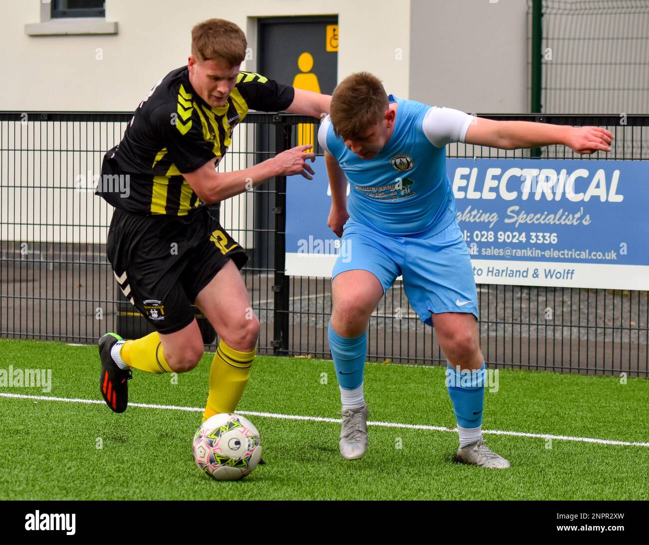 H&W Welders FC vs Knockbreda FC, samedi 25th février 2023, Blanchflower Stadium, Belfast, Lough 41 Championship. Banque D'Images