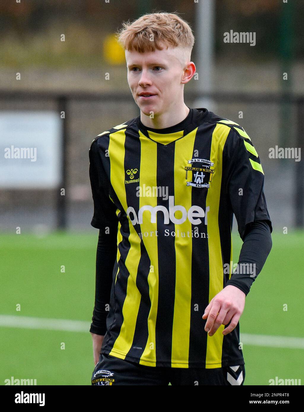 H&W Welders FC vs Knockbreda FC, samedi 25th février 2023, Blanchflower Stadium, Belfast, Lough 41 Championship. Banque D'Images