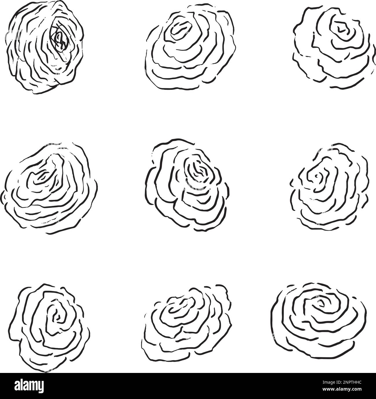 Collection de têtes de roses sur un motif graphique Illustration simple style Flower Illustration de Vecteur