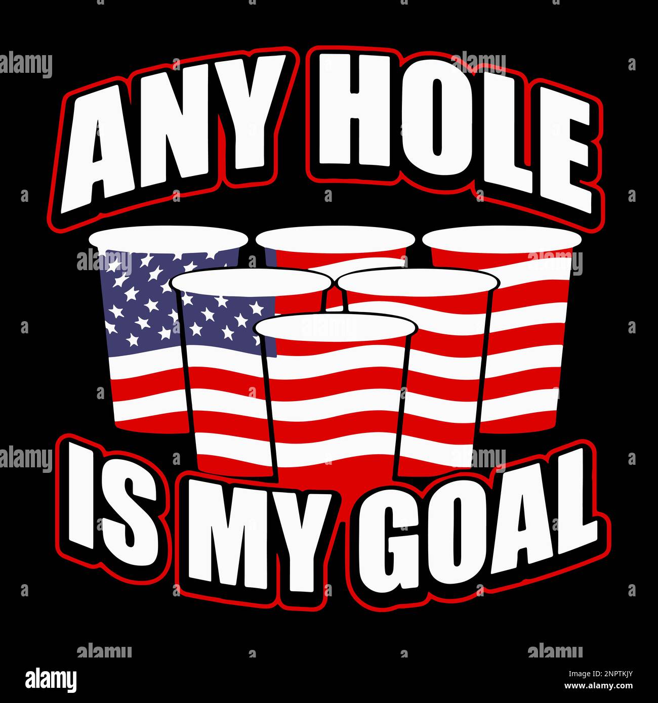N'importe quel trou est mon but. Bière pong drapeau américain. Illustration de Vecteur