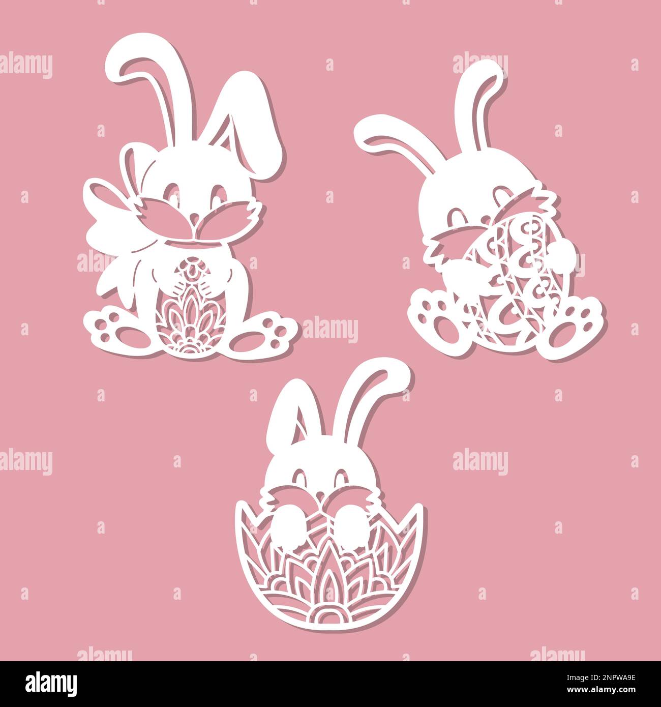 3 Pochoirs De Découpe Lapin Pâques - Matrices Acier Carbone Pour Scrapbooking Et Cartes