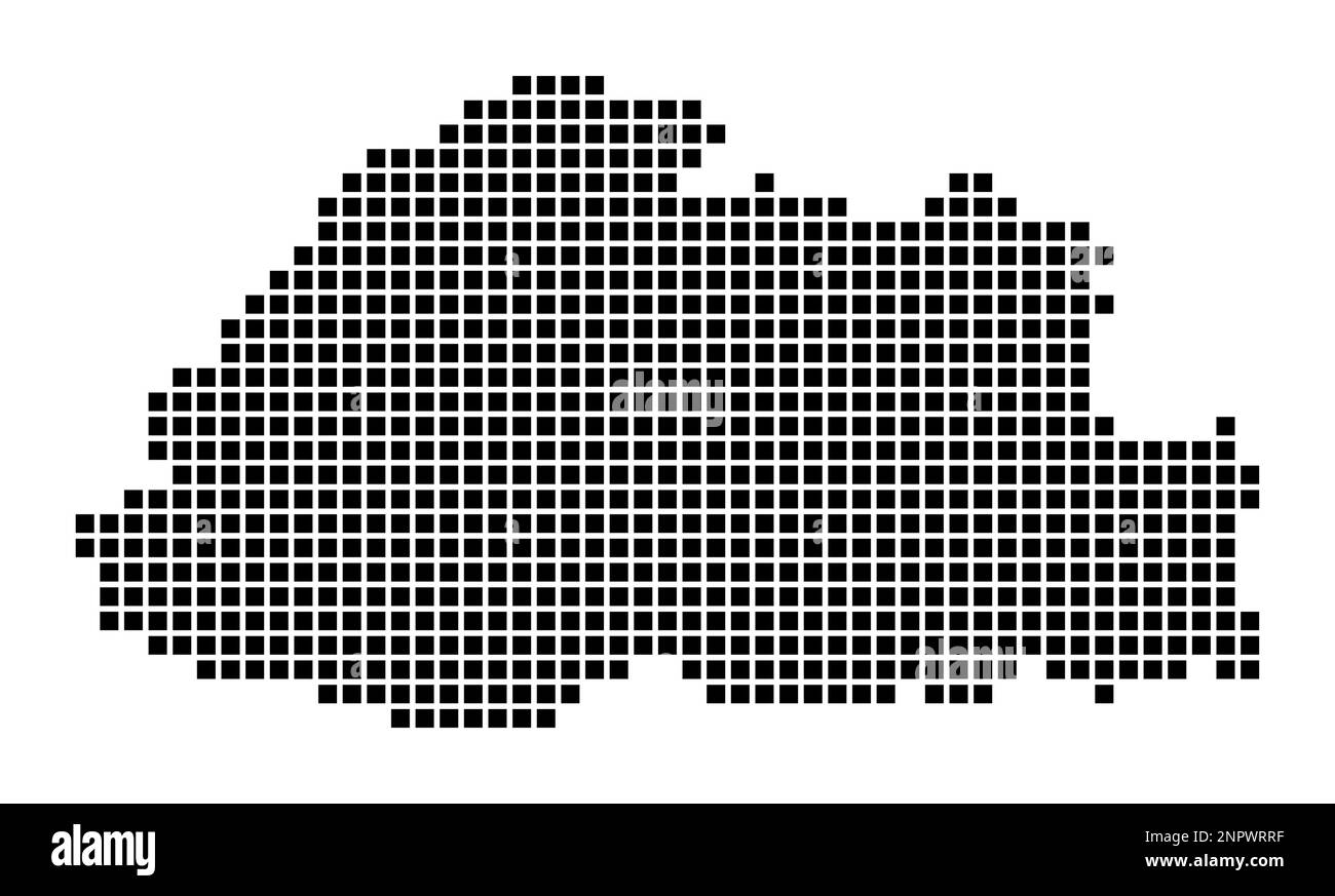 Carte du Bhoutan. Carte du Bhoutan en pointillé. Frontières du pays remplies de rectangles pour votre dessin. Illustration vectorielle. Illustration de Vecteur