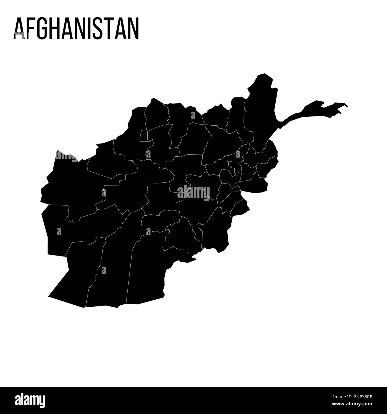 Afghanistan carte politique des divisions administratives - provinces. Carte noire vierge et titre du nom du pays. Illustration de Vecteur
