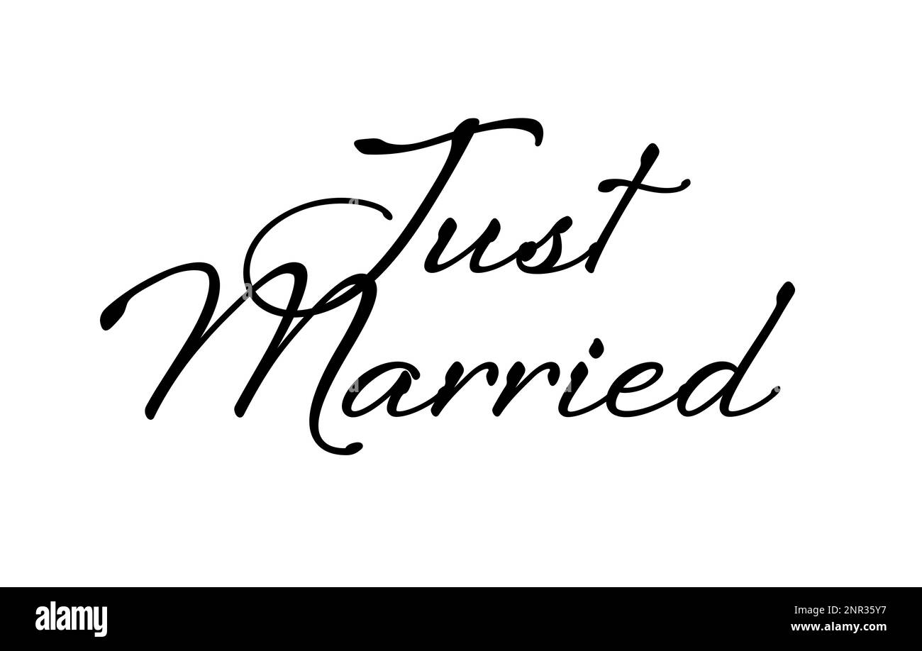 Texte juste marié sur fond blanc. Jour de mariage Banque D'Images