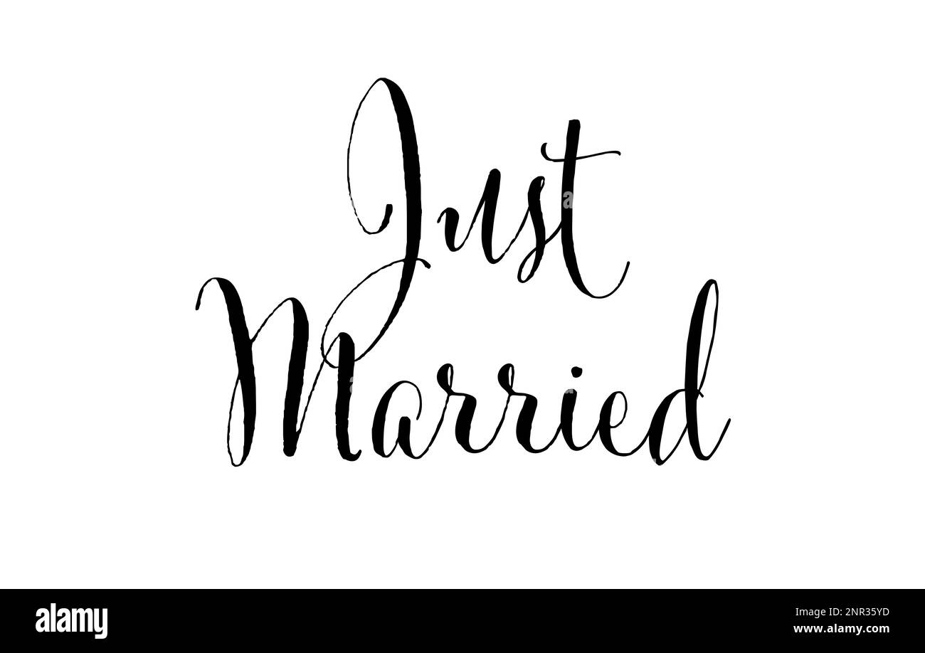 Texte juste marié sur fond blanc. Jour de mariage Banque D'Images