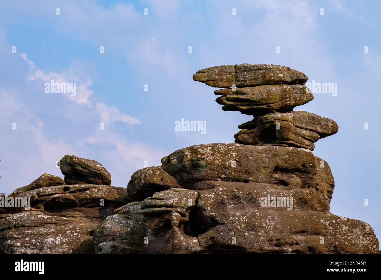 Vue panoramique sur Brimham Rocks dans le Yorkshire Dales National Park Banque D'Images