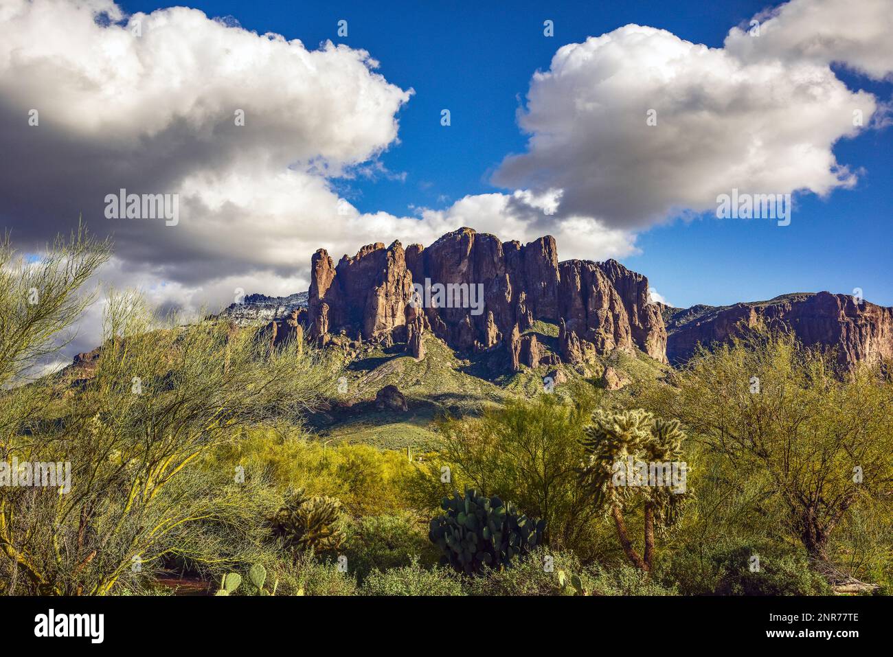 Le paysage de Superstition Mountain Range près d'Apache Junction, en Arizona. Banque D'Images