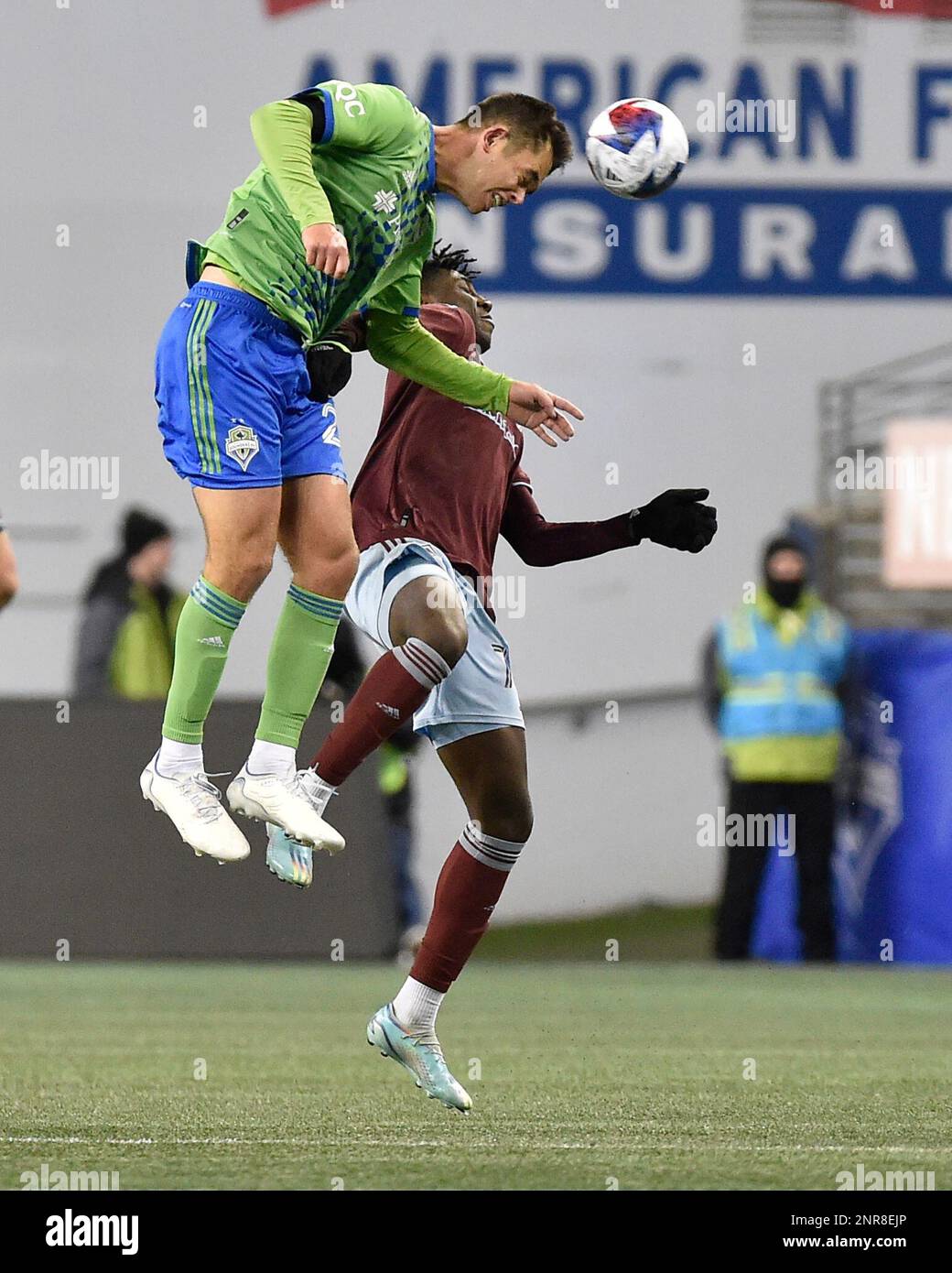 26 février 2023 : = pendant le match de football MLS entre le FC Colorado Rapids et le FC Seattle Sounders au Lumen Field à Seattle, en Australie occidentale. Steve Faber/CSM Banque D'Images