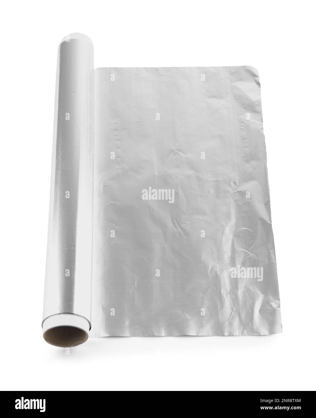 Rouleau de papier d'aluminium sur fond blanc Banque D'Images