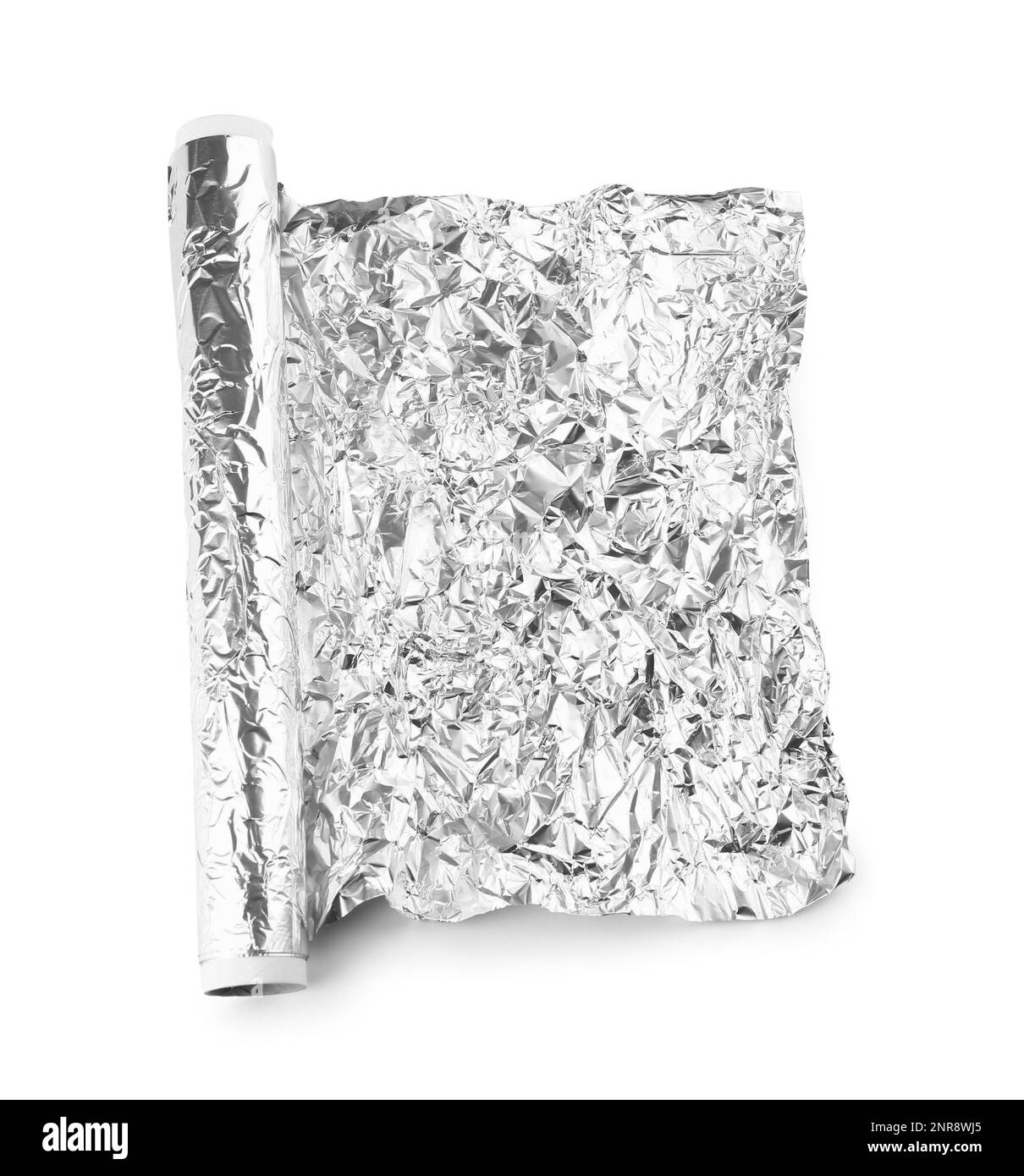 Rouleau de feuille d'aluminium isolé sur fond blanc Banque D'Images