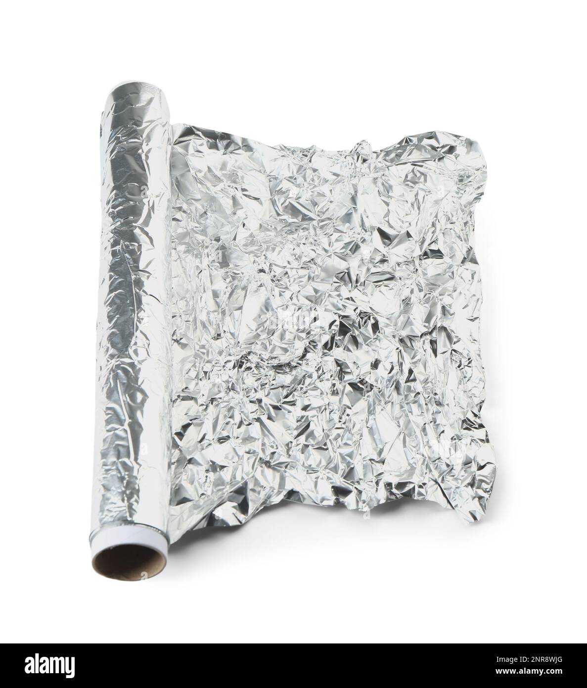 Rouleau de feuille d'aluminium isolé sur fond blanc Banque D'Images