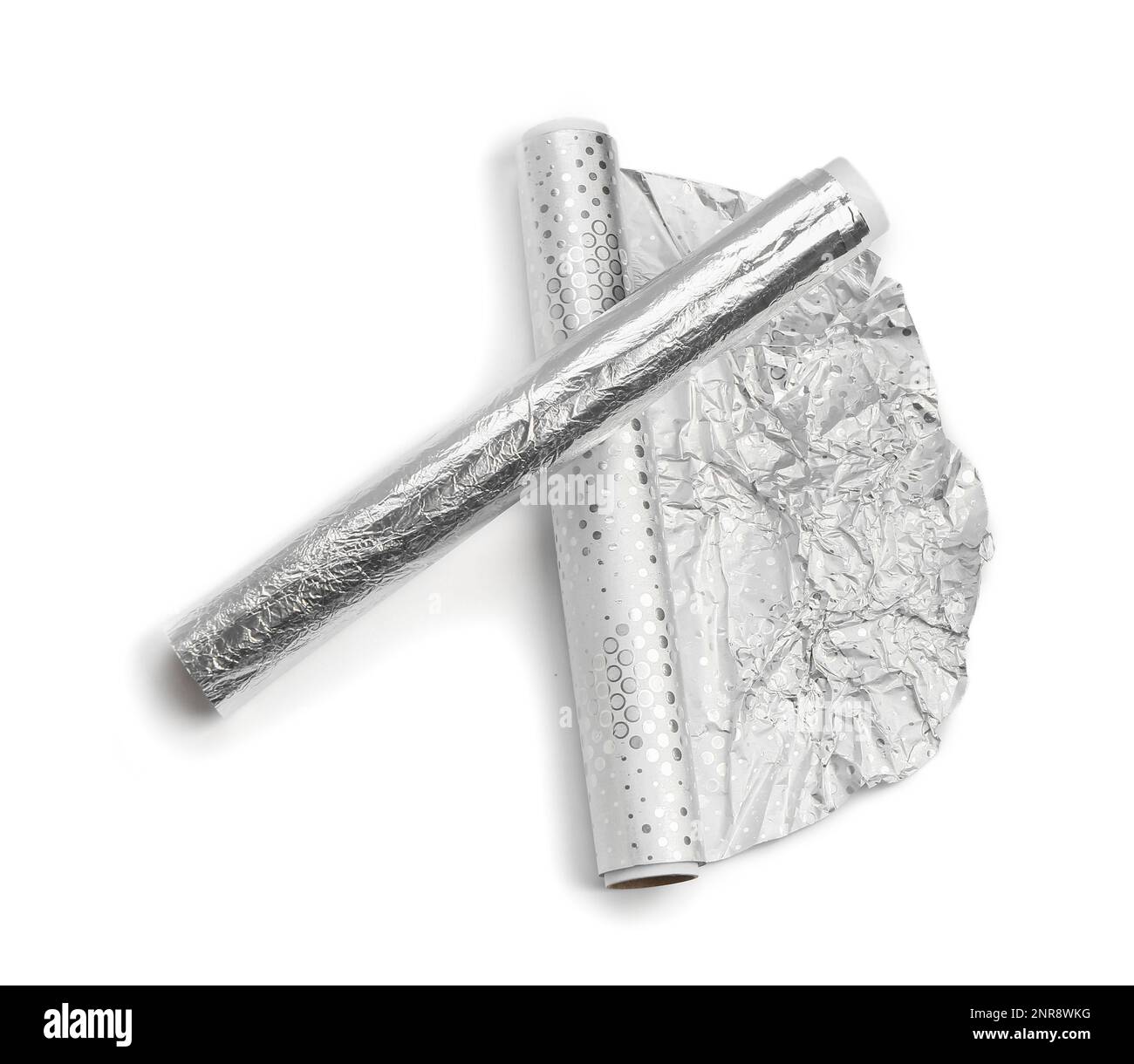Rouleaux de papier d'aluminium sur fond blanc Banque D'Images