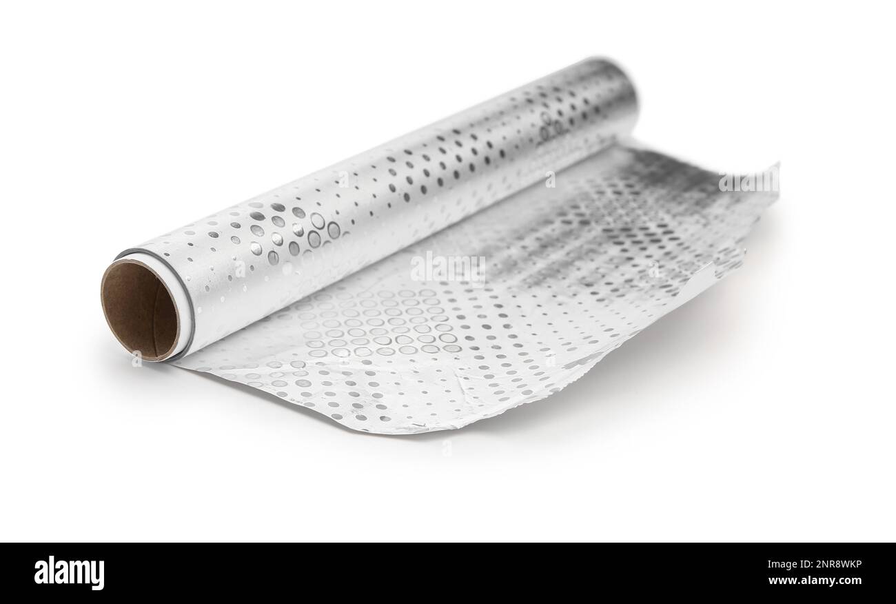 Feuille d'aluminium sur fond blanc Banque D'Images