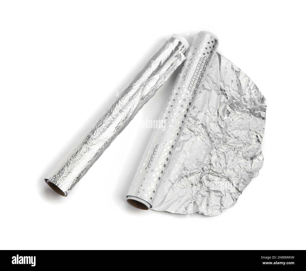 Rouleaux de papier d'aluminium sur fond blanc Banque D'Images