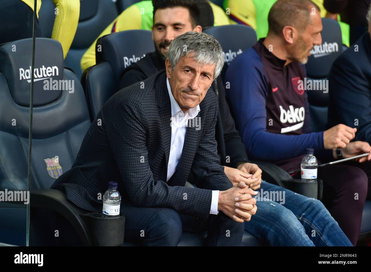 Setien of FC Barcelona during the Liga match between FC Barcelona and Getafe CF at Camp Nou on February 15, 2020 in Barcelona, Spain. (Photo by DAX/ESPA-Images)(Credit Image: © ESPA Photo Agency/CSM via ZUMA Wire) (Cal Sport Media via AP Images) Banque D'Images