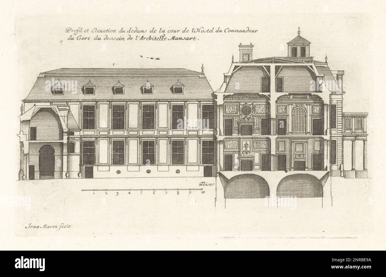 Profil et élévation de la cour intérieure de l'Hôtel de Jars, près de