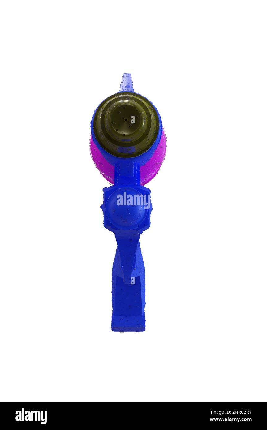 3D Illustration , pistolet à eau en plastique avec éclaboussures d'eau . CONCEPT festival Songkran thaïlande . Banque D'Images