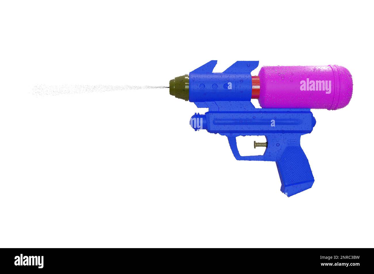 3D Illustration , pistolet à eau en plastique avec éclaboussures d'eau . CONCEPT festival Songkran thaïlande . Banque D'Images