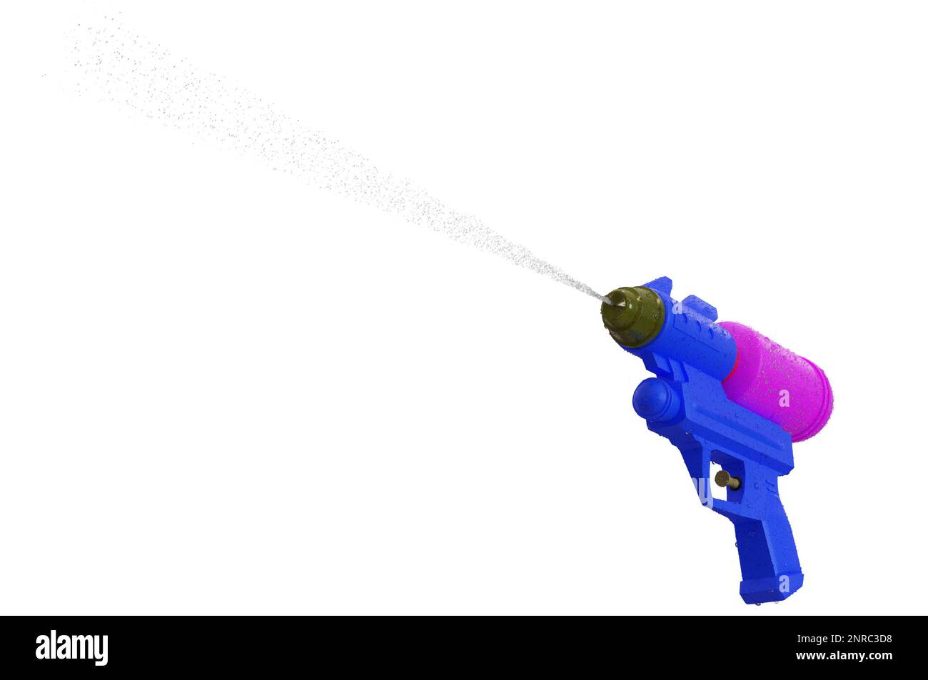 3D Illustration , pistolet à eau en plastique avec éclaboussures d'eau . CONCEPT festival Songkran thaïlande . Banque D'Images
