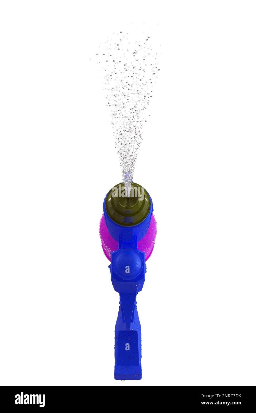 3D Illustration , pistolet à eau en plastique avec éclaboussures d'eau . CONCEPT festival Songkran thaïlande . Banque D'Images