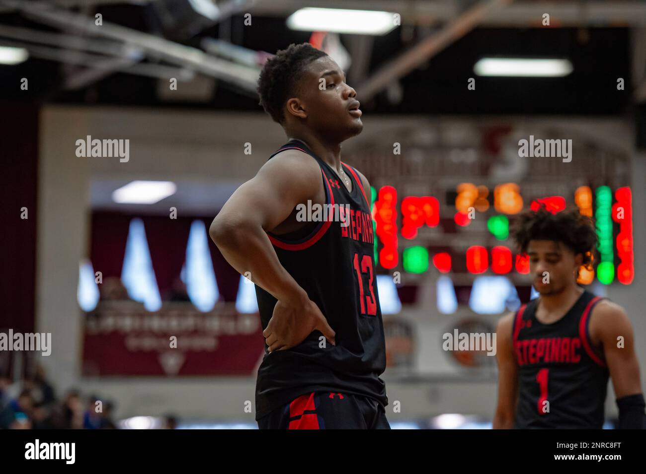 SPRINGFIELD, MA - JANUARY 18: Archbishop Stepinac Crusaders forward Malcolm Chimezie (13) during the Spalding Hoophall Classic high school basketball game between the East Catholic Eagles and Archbishop Stepinac Crusaders on January 18, 2020 at Blake Arena in Springfield, MA (Photo by John Jones/Icon Sportswire) (Icon Sportswire via AP Images) Banque D'Images