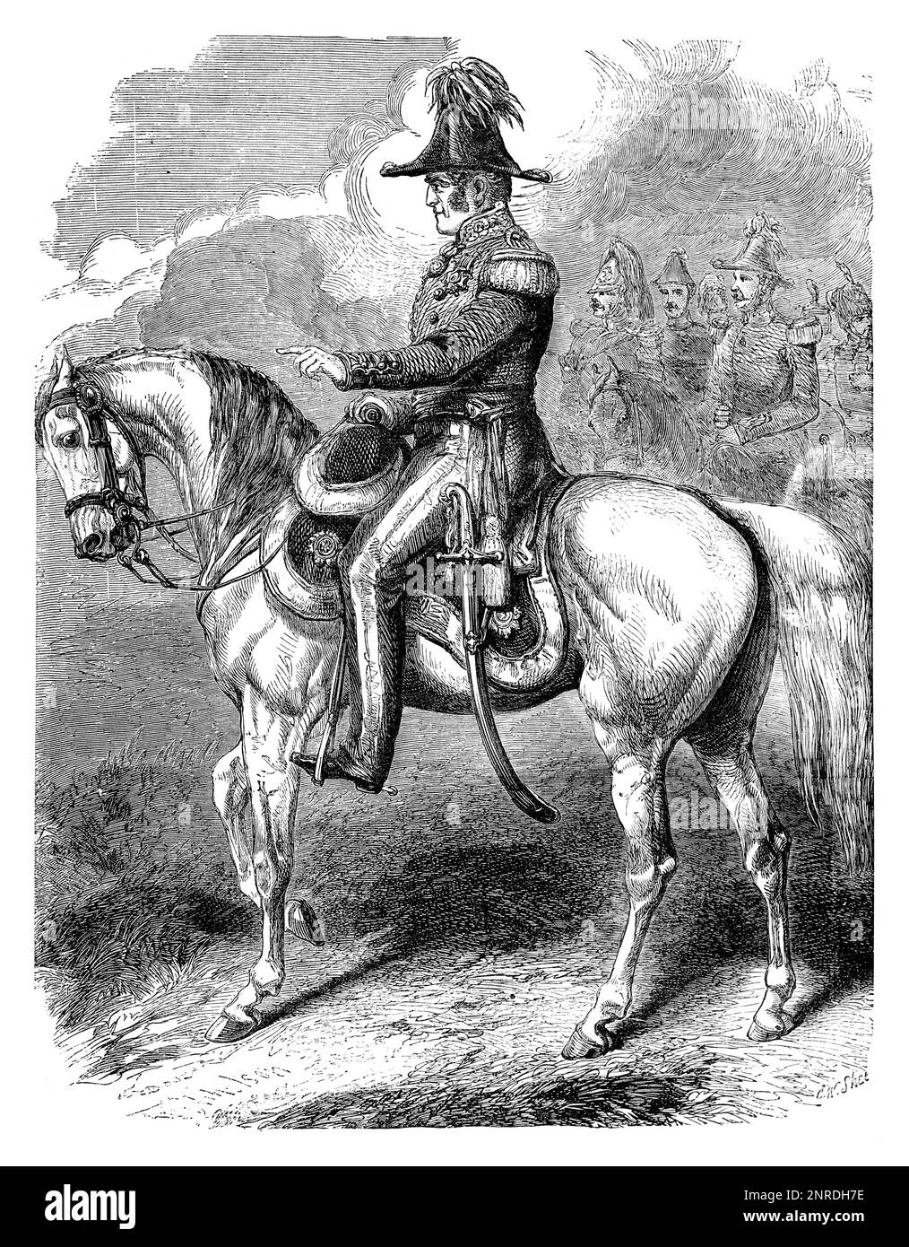 Général Sir James Simpson GCB (1792 – 1868), commandant des troupes britanniques en Crimée, juin à novembre 1855. Illustration en noir et blanc Banque D'Images