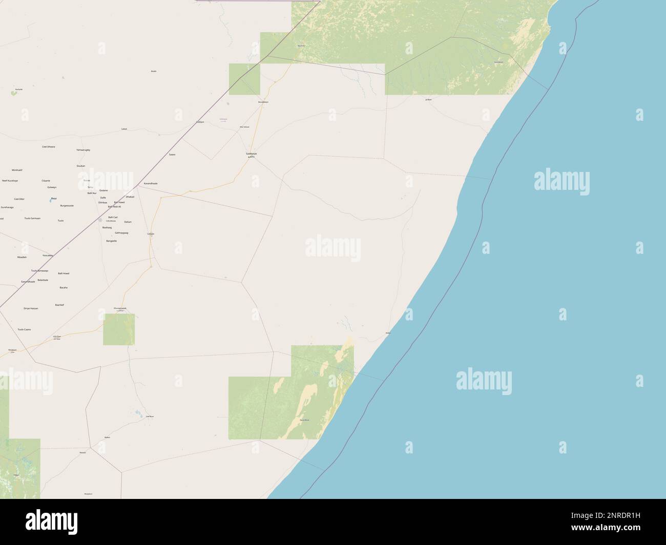 Mudug, région de Somalie. Ouvrez la carte des rues Banque D'Images