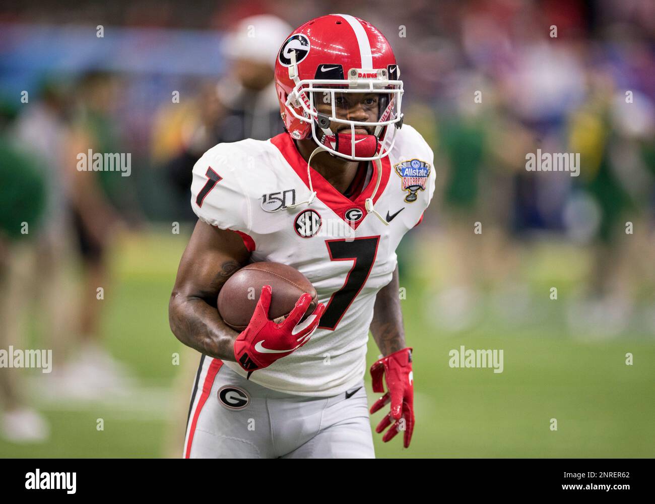 January 01, 2020: Georgia running back D'Andre Swift (7) during pregame of NCAA Football game action between the Georgia Bulldogs and the Baylor Bears at Mercedes-Benz Superdome in New Orleans, Louisiana. John Mersits/CSM(Credit Image: © John Mersits/CSM via ZUMA Wire) (Cal Sport Media via AP Images) Banque D'Images