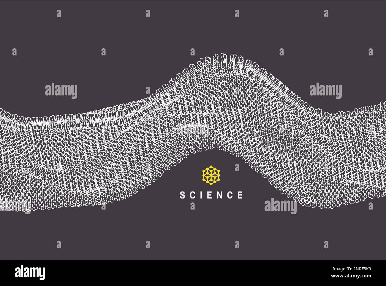 Onde formée de nombreuses particules. Structure de la membrane cellulaire en mouvement. Formation scientifique en médecine, en science, en technologie ou en chimie. 3D abstrac Illustration de Vecteur