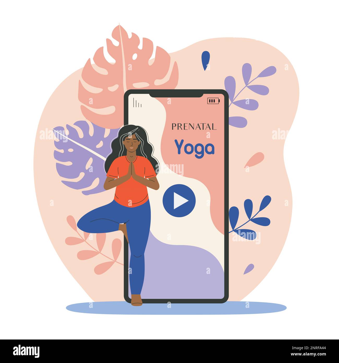Cours de yoga d'application en ligne pour femme enceinte Illustration de Vecteur