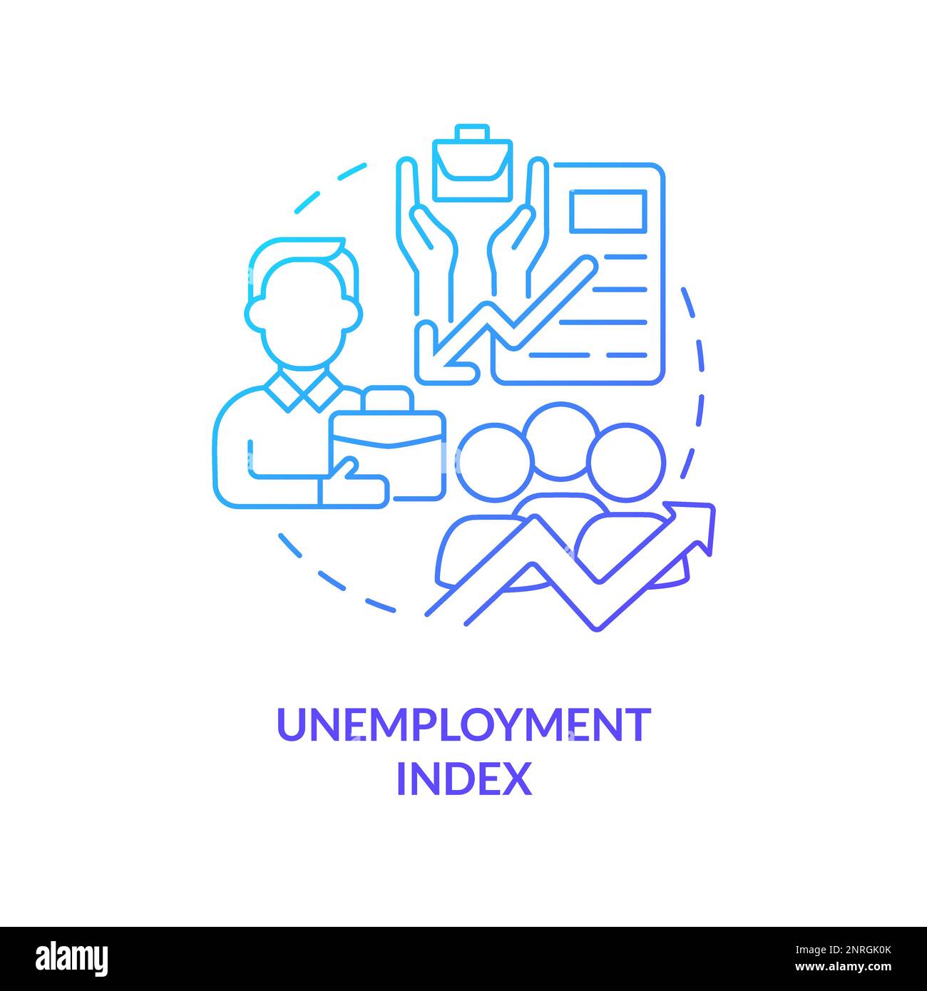 Icône de concept de gradient bleu de l'indice de chômage Illustration de Vecteur