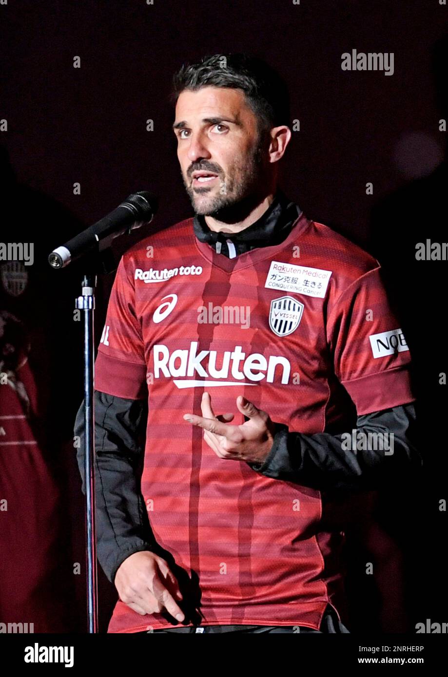 Vissel Kobe's David Villa Sánchez of Spain attends his retirement ceremony after of J1 League match against Jubilo Iwata at Noevir Stadium Kobe in Kobe City, Hyogo, Kanagawa Prefecture on Dec.7, 2019. Kobe won by 4-1. David Villa finished his playing career. ( The Yomiuri Shimbun via AP Images ) Banque D'Images
