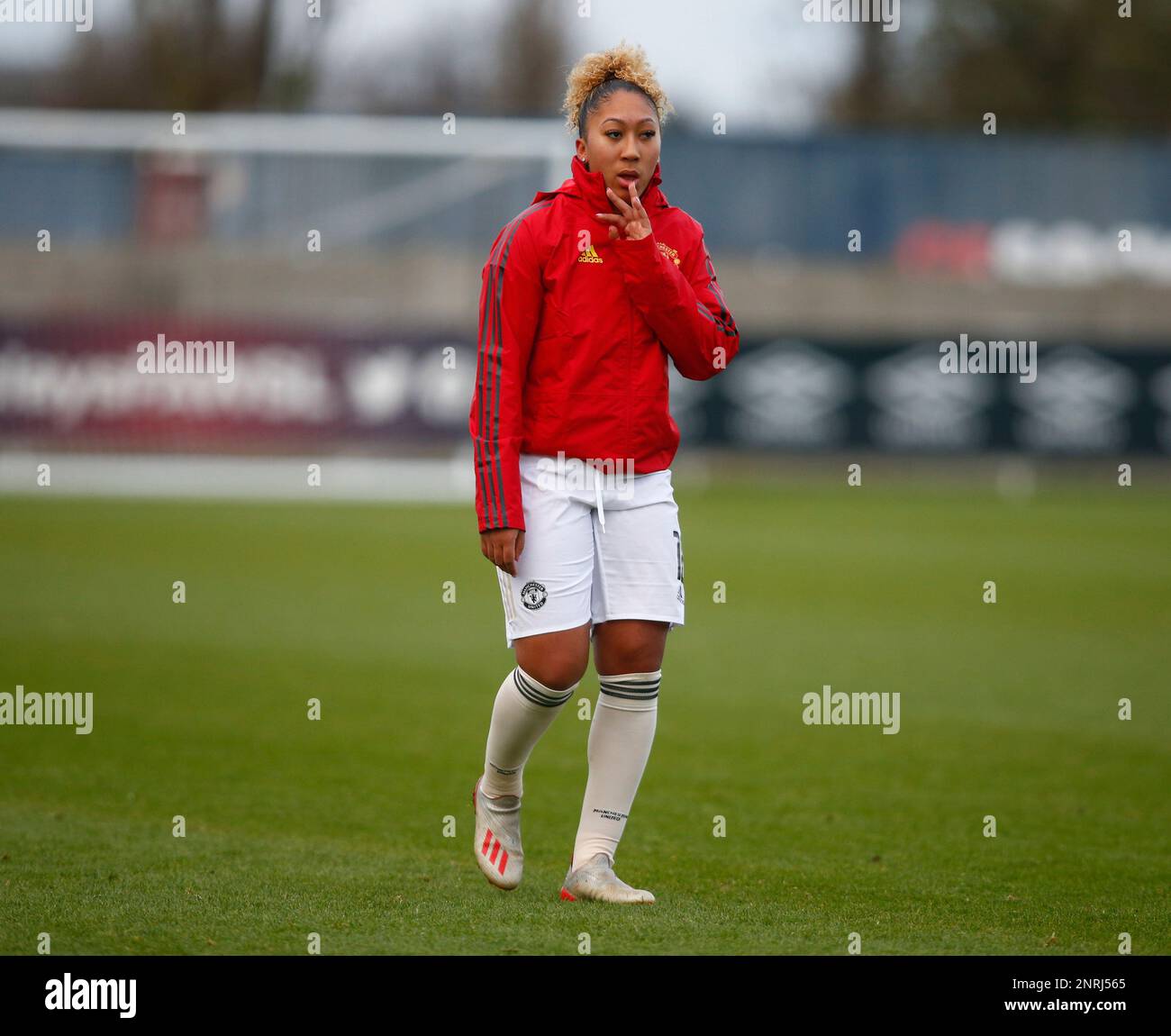 DAGENHAM, ENGLAND - DECEMBER 01:.Lauren James of Manchester United Women during the pre-match warm-up .during Barclays Women's Super League match between West Ham United Women and Manchester United at Rush Green Stadium on December 01, 2019 in Dagenham, England. (Photo by AFS/Espa-Images)(Credit Image: © ESPA Photo Agency/CSM via ZUMA Wire) (Cal Sport Media via AP Images) Banque D'Images