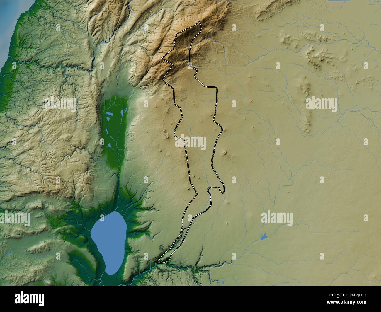 Quneitra, province de Syrie. Carte d'altitude en couleur avec lacs et rivières Banque D'Images