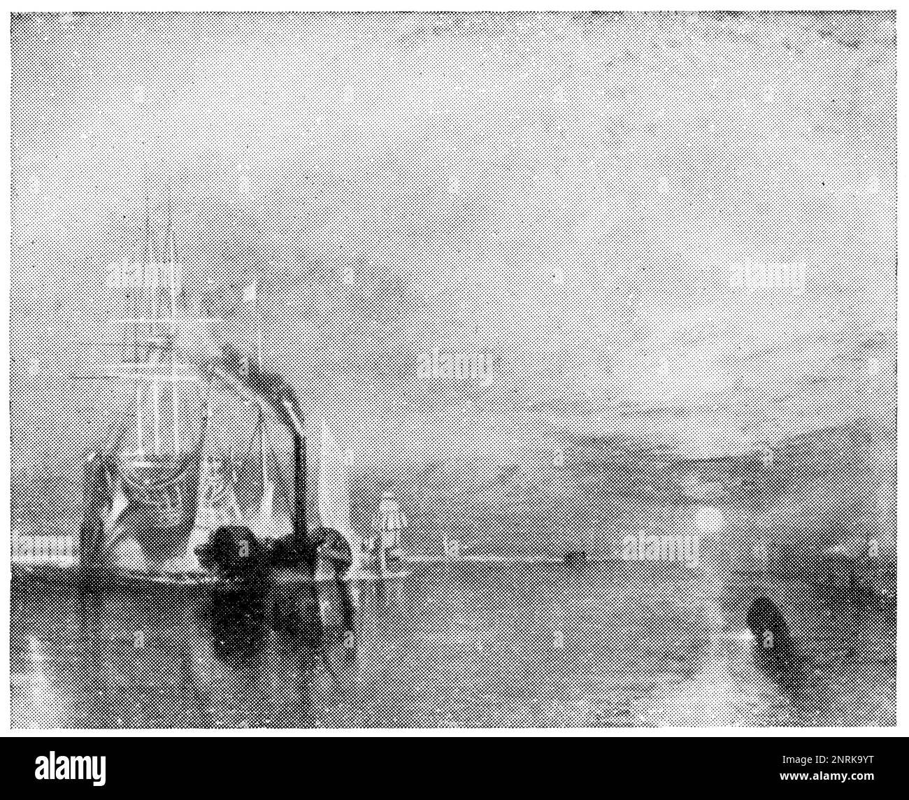 Le Temeraire de combat s'est hissé jusqu'à son dernier poste d'amarrage pour être divisé par un peintre romantique anglais, William Turner. Publication du livre 'Meyers Konversations-Lexikon', Volume 2, Leipzig, Allemagne, 1910 Banque D'Images