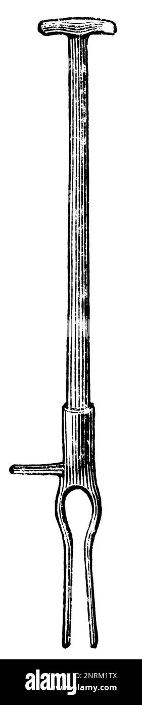 Outil agricole manuel. Publication du livre 'Meyers Konversations-Lexikon', Volume 2, Leipzig, Allemagne, 1910 Banque D'Images