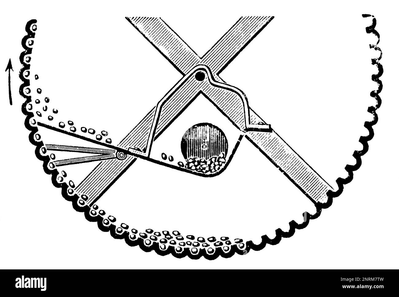 Tambour du batteur du batteur du batteur (en coupe). Publication du livre 'Meyers Konversations-Lexikon', Volume 2, Leipzig, Allemagne, 1910 Banque D'Images