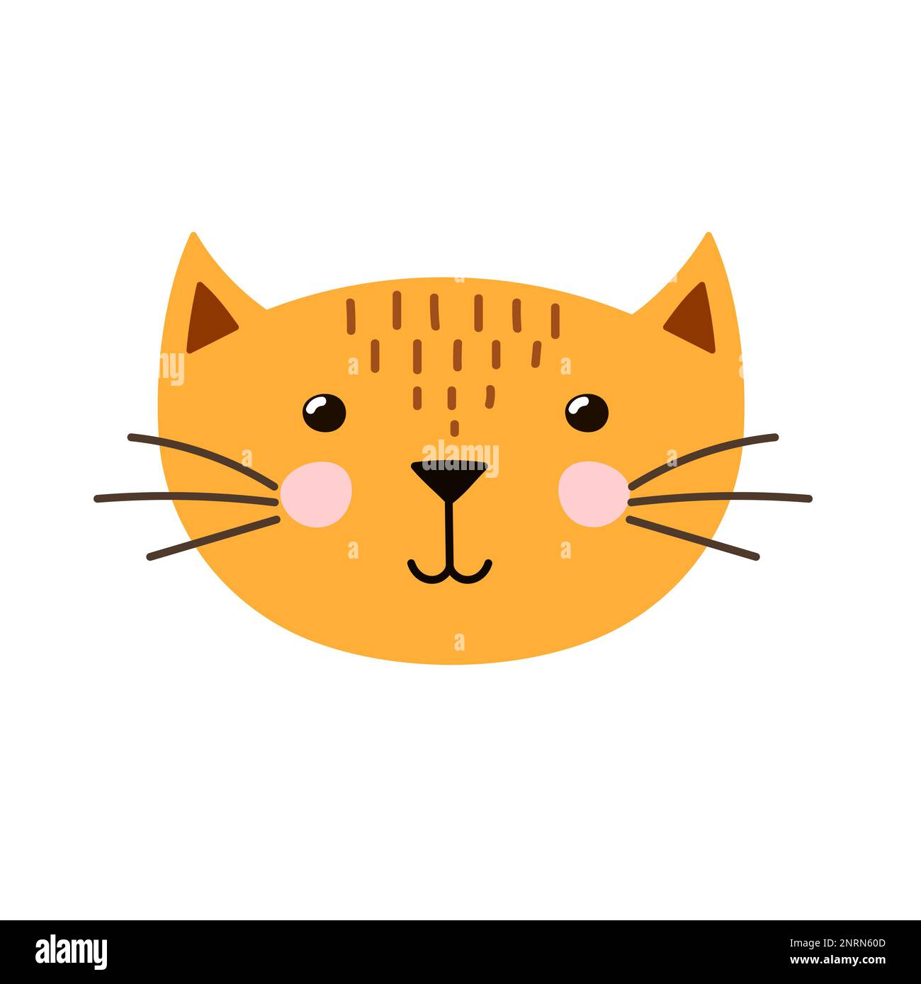 Jolie tête de chat de style dessin animé. Motif chaton pour bébé et enfant Illustration de Vecteur