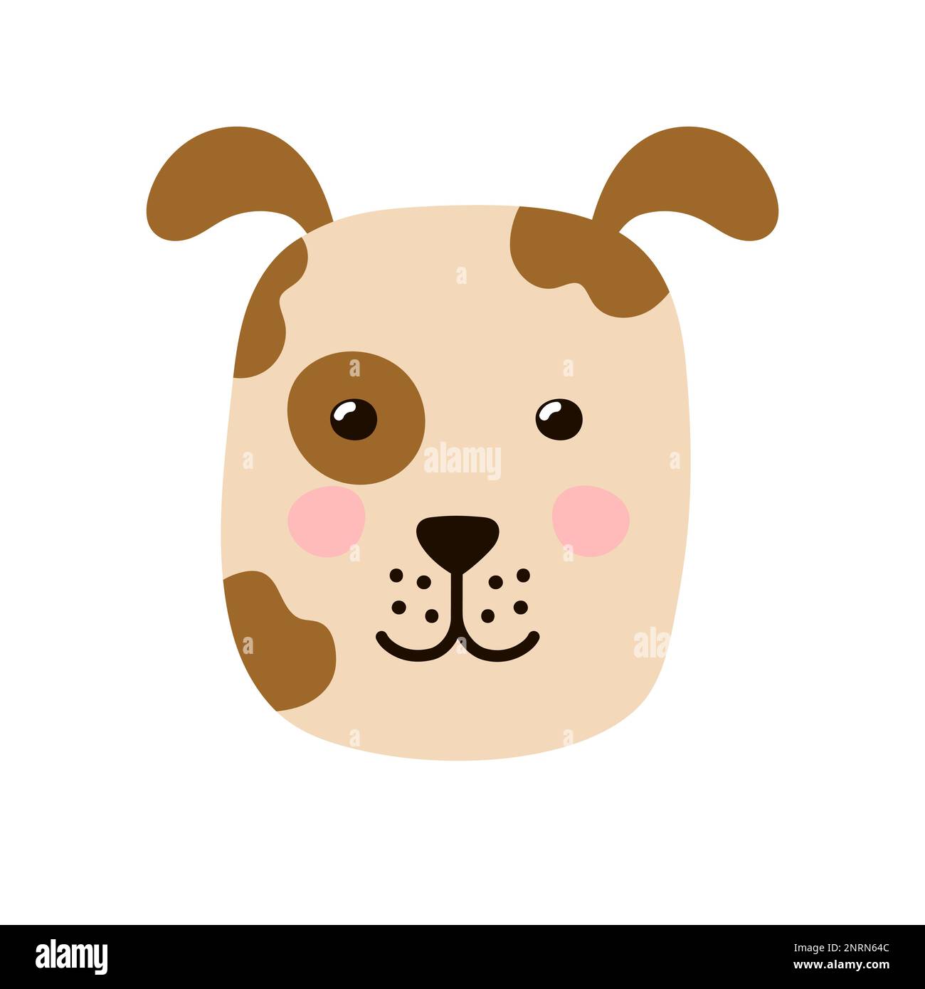Tête de chien mignonne de style dessin animé. Visage de chiot pour bébé et enfant Illustration de Vecteur