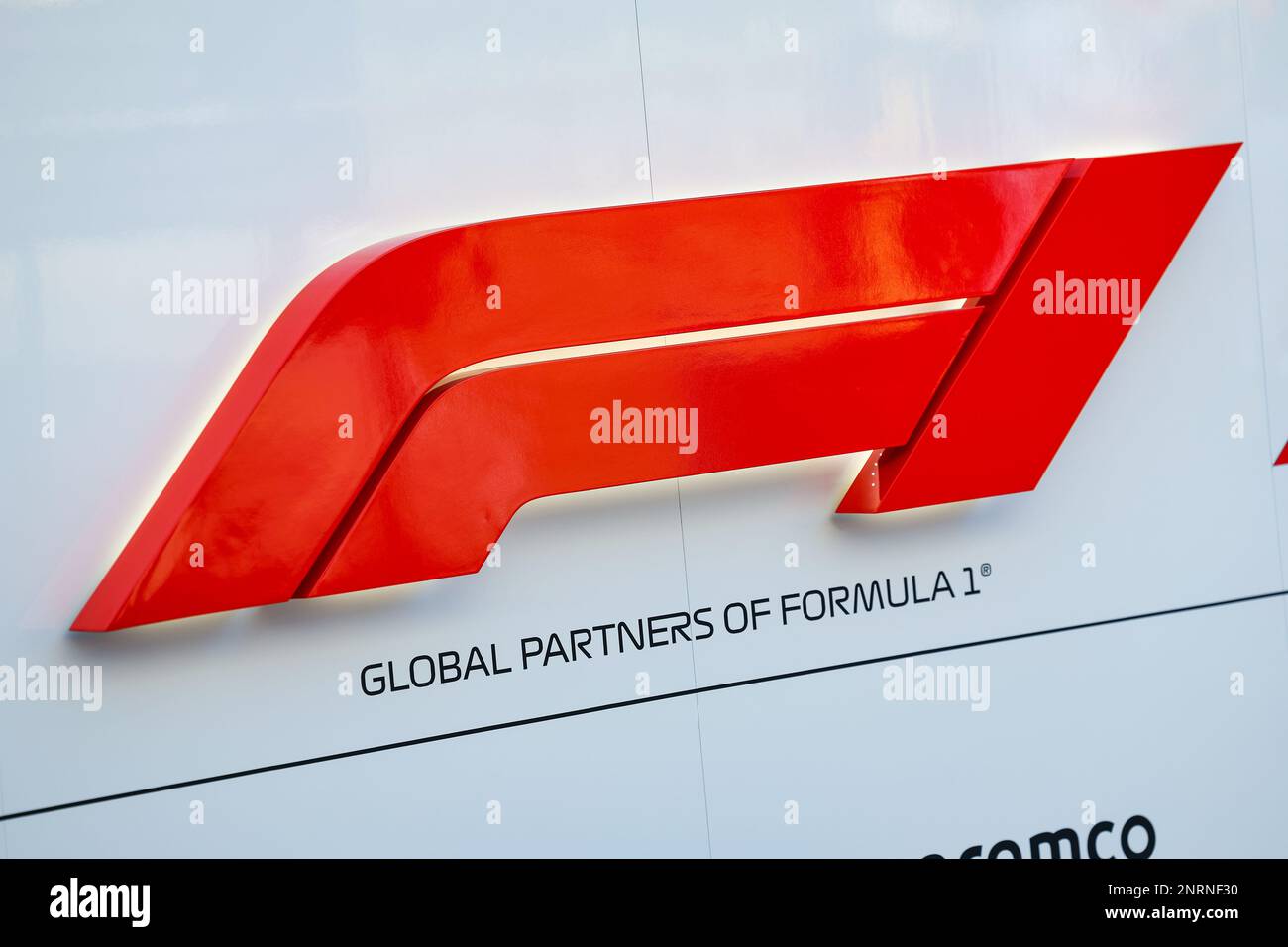 F1 logo pendant les épreuves pré-saison de Formule 1 Aramco 2023 du Championnat du monde de Formule 1 2023 de la FIA de 23 février à 25, 2023 sur le circuit international de Bahreïn, à Sakhir, Bahreïn - photo: FLORENT GOODEN / DPPI Media/LiveMedia Banque D'Images